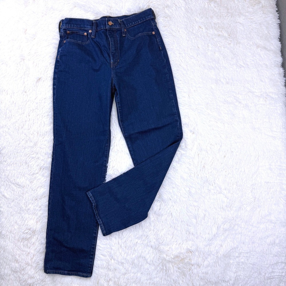 J.Crew 90's Classic Straight Jeans Women 30T Blue Dark Wash High Rise Denim